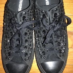 Black Studded Converse Low Top with Purple Sole